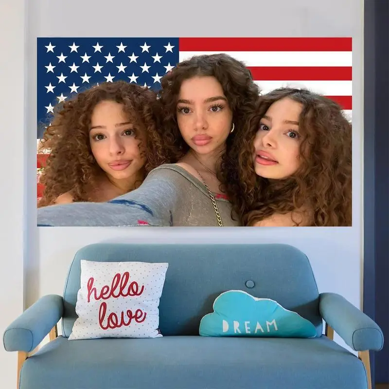 Funny Kalogeras Sisters Triplets Tapestry Wall Hanging, 3x5 Ft Flag Banner, Wall Tapestries for Man Cave Home Decor