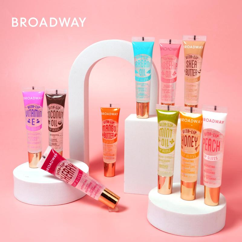 Ruby Kisses Broadway Vita-Lip Clear Lip Gloss - Moisturizing, Hydrating, Nourishing with Mint, Rosehip, Coconut, Mango, Argan, Honey & Shea Lipstick Makeup Daily Shea Butter Moisturizer Moisture Hydrate Moisturize Cosmetic Lip Care