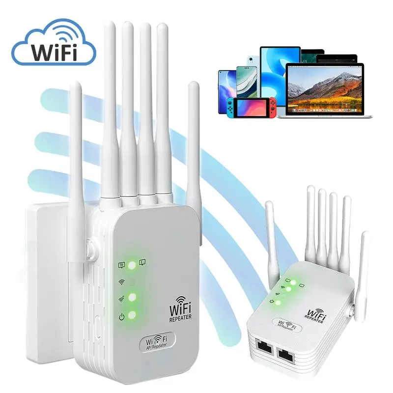 WiFi Extender Signal Booster for Home, AC1200Mbps Dual Band, Covers up to 1000 sq.ft & 105 Devices, New 6X Faster Wireless WiFi Extender with Ethernet Port, WiFi Booster Compatible with All Routers