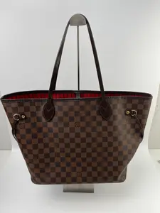 Pre-owned canvas Belt Bags Louis Vuitton Neverfull mm Damier Ebene brown/tan