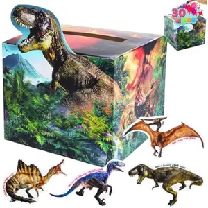 JOYIN Valentines Boxes Dinosaur, 30 Pcs Cards with Classroom Mailbox for Kids Party Favor, Exchange Prizes, 6 Designs