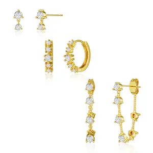 Chesky Zircon Earrings for Women Trendy Hypoallergenic Cartilage Dangle Dainty Hoop Earrings Sets for Women Stud Earring Sets for Multiple Piercing Jewelry Gifts for Her