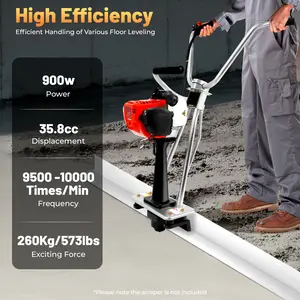 2025 viral concrete vibrating machine 4-stroke 900W 9500-10000rpm 573lbs force stainless steel body adjustable handle