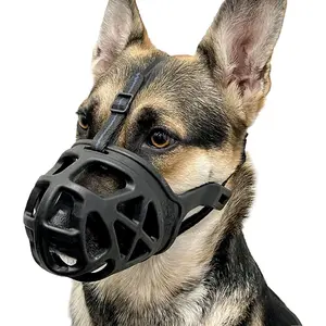 Dog Muzzle, Basket Muzzle for Biting, Chewing and Scavenging, Humane Cage Mouth Cover, Perfect for Grooming and Training Large Aggressive Reactive Dogs (L, Black)