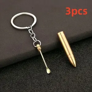 3pcs creative bullet-shaped ear scoop keychain - 2-in-1 novel keychain, creative birthday party and daily backpack and wallet accessories, bullet portable keychain, model ear scoop