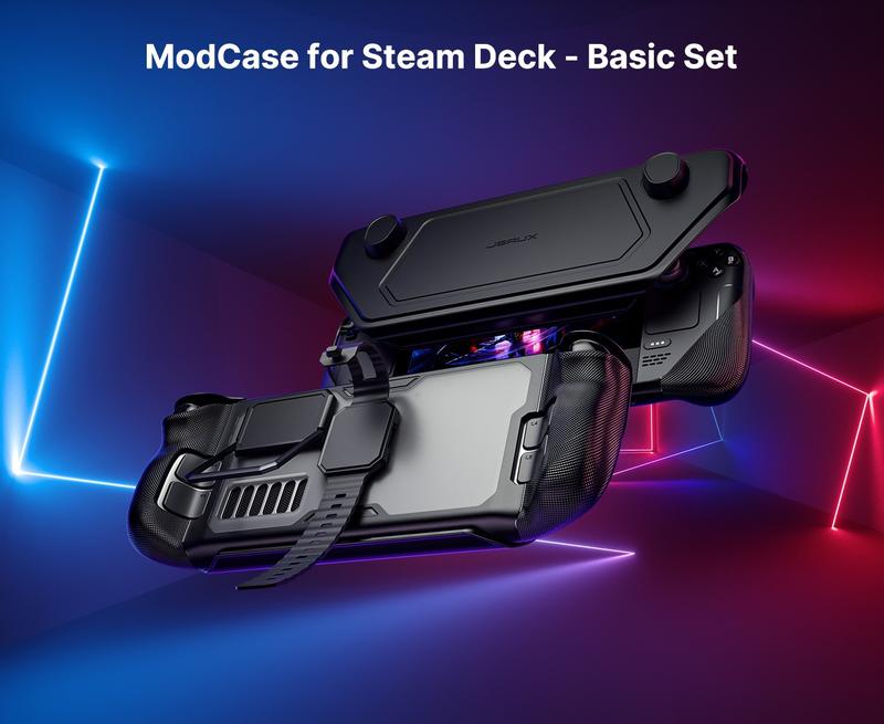 JSAUX ModCase for Steam Deck Modular Steam Deck Case with Removable Front Case Valve Steam Deck Accessories Includes Case, Mask, Metal Stand and Strap