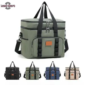 23L Large Capacity Insulated Cooler Bag - Double-Layer Leakproof Thermal Lunch Box with Bottle Opener, Multiple Pockets for Picnic, Camping