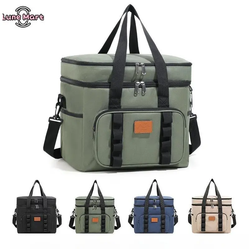 Portable Insulated Lunch Bag, 23L Large Leakproof Cooler Tote with Multiple Pockets and Bottle Opener for Camping, Picnic, Insulated Lunch Bags, Multifunctional Insulated Bag