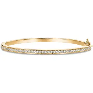 PAVOI 14K Gold Plated Cubic Zirconia Bangle Tennis Bracelets for Women | Classic Love Cuff Bangle Bracelets
