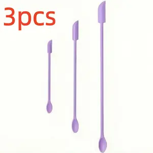 3-Piece Silicone Cosmetic Scoop and Spatula Set, Beauty Equipment, Dual-Ended Multi-Functional Beauty Tool for Jars and Bottles, Ideal for Creams, Lotions, Serums, Portable, Durable, Easy to Clean, Reusable Makeup Tool