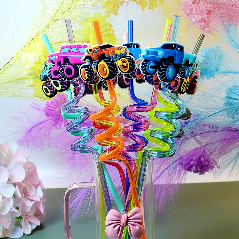 12-Pack Creative Race Car Straws, Fun Cartoon Straws, Cute Straws, Juice Drink Straws, Home Office Straws, Outdoor Travel Picnic Camping Straws, Drinking Straws
