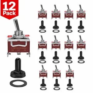 SUNMORN 6 Pack Toggle Switch, 3 Pin 12V DC 30A/250V AC 15A, Heavy Duty SPDT ON Off ON Switch, Marine Waterproof Toggle Switch with Boot Cap Cover, for Cars Trucks, Racing Cars, Boats