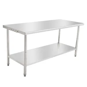 Get a 72x30x35 inch stainless steel work table configured exactly how you need it. Choose with or without casters, with or without a backsplash, rounded or straight edges, and add hooks or a removable trash rack. Heavy-duty and NSF certified.