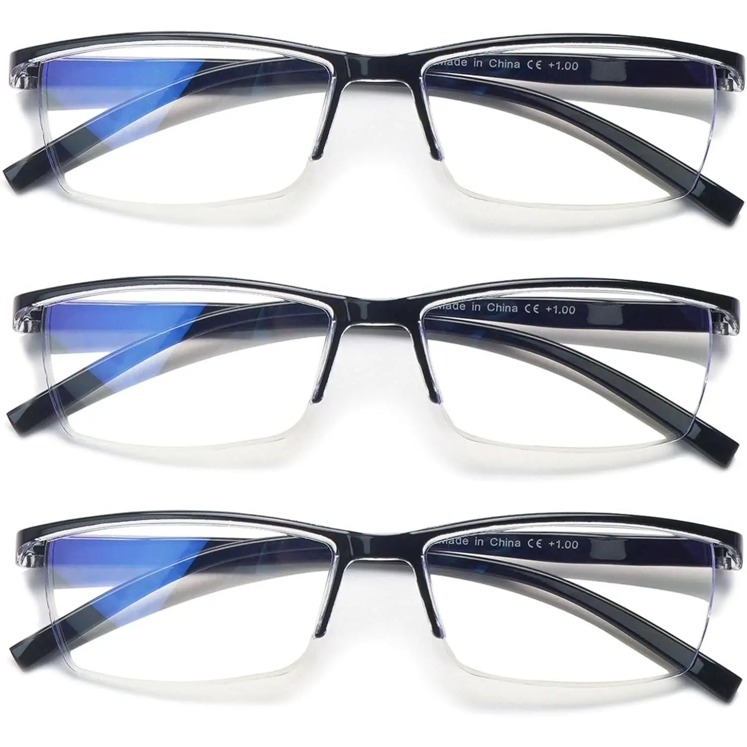 COJWIS 3-pack  Reading Glasses For Men Blue Light Blocking Readers Comfortable Glasses