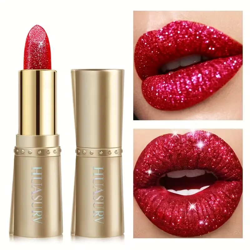 Pearlescent Moisturizing Lipstick, Glitter Lipstick, Hydrating, Glossy, creamy smooth texture, highly pigmented, long-lasting, easy to apply, a perfect gift for weddings or parties, ideal for Christmas or Valentine's Day gifts