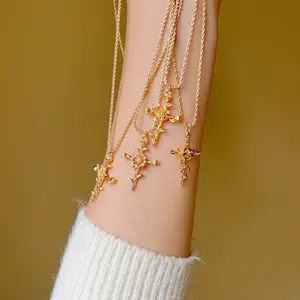 Custom Birth Flower Cross Necklace – Celebrate Every Month with Elegance