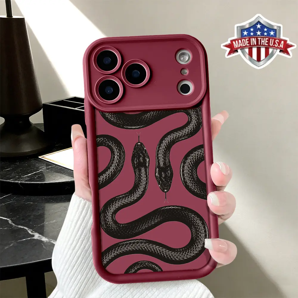 Cool Black Snake Pattern Aesthetic Case for iPhone 17 16 15 14 Pro Max 13 12 11 XR XS Plus Air Slim Shockproof Anti Drop Protective Durable TPU Cover