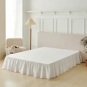 Bed Skirt Twin Size Ruffled Bed Skirt with Split Corners, Bed Skirts 16 Inch Drop, Bed Skirting with Platform, White, 16'' Twin