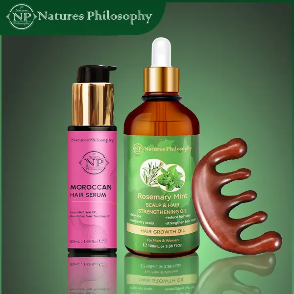 NP Moroccan Hair Serum + Rosemary Hiar growth Oil & Best-Selling Hair Oil Duo  Grow Stronger, Smoother Hair Naturally!