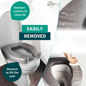 Elderly Height Boosting Toilet Seat Cushion, 2 Inch U-Shaped Ergonomic Design, Anti-Slip Textured Surface, Soft Fill, Universal Fit