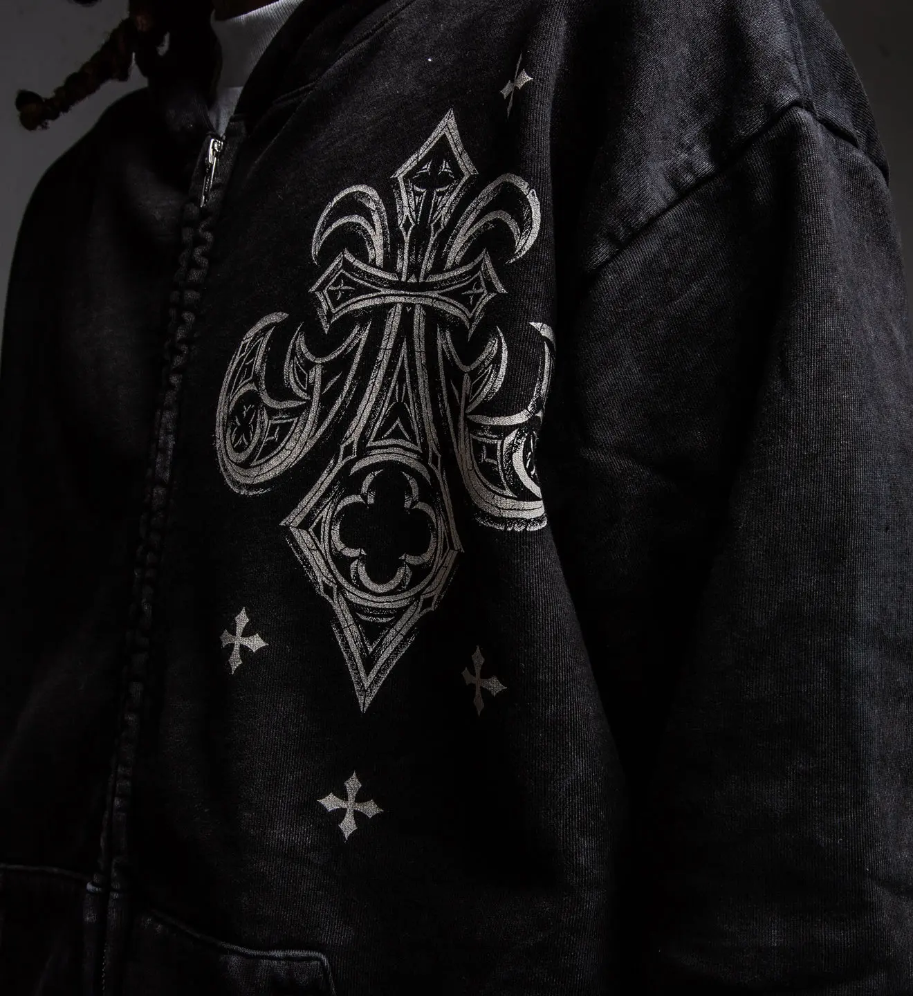 トップス archive AFFLICTION cross zip hoodie Y2K Affliction Men's Zip-Up Hoodie Courage - TikTok Shop