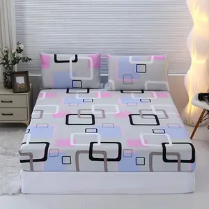 3pcs 100% Polyester Flannel Printed Bedding Set, Soft Comfortable Fitted Sheet + Two Pillowcases (no Pillows), Home Hotel Use