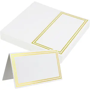 Place Cards with Double Gold Foil Border 2x3.5-Inch Tent Seat Cards 50 Pack for Weddings Dinner Parties Table Decoration