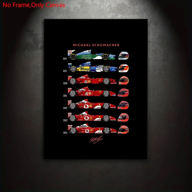 1 piece/set Artistic frameless Canvas Prints, minimalist style Wall Art, Wall Decor Pictures, star racer Michael Schumacher, a gift for racing culture enthusiasts, ideal for bedroom, living room, home decor