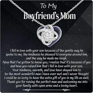 To My Boyfriend's Mom Necklace, Christmas Gifts For Boyfriends Mom, To My Boyfriends Mom Necklace With Message Card And Box, To My Boyfriends Mom Gift From Girlfriend, Birthday Gifts For Boyfriend's Mom