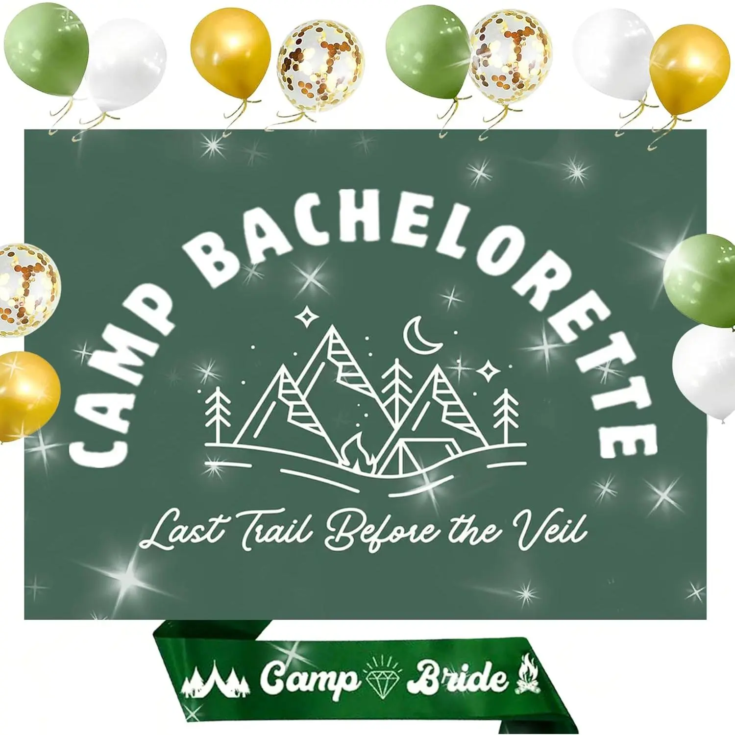 Camp Bachelorette Decor Last Trail Before The Veil Sign Banner Hiking Mountain Bachelorette Banner Party Supplies r for Wedding Bridal Shower Bachelorette party