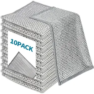 10 count Non-Scratch Wire Dishcloth, Mesh Dish Cloths with  Weave,  Multipurpose Wire Dishwashing Rags for Cookware, Glass Stovetops, and Enamel Surfaces