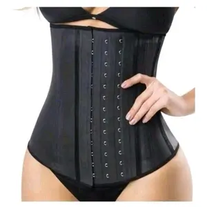 Women's Black Corset with Adjustable Buckles for Shaping and Support Womenswear Shapewear Fit Compression Belts