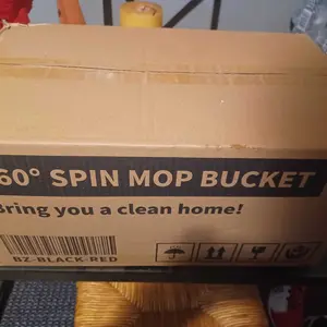 Mop Bucket Set with 360° Spin Mop and Bucket System 3 Microfiber Heads 61In Adjustable Handle for Shop Floor Cleaning