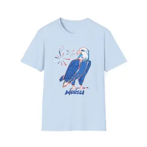 Patriotic Bald Eagle T-Shirt | America sketch with fireworks