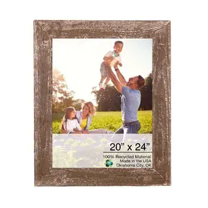 360 Stand 20x24 in. Distressed Espresso Finish Wood Picture Frame - Rectangle Frame, 360-Degree Rotatable Stand, Rustic Farmhouse Home Decor