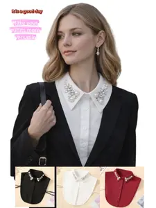 Women’s Detachable Pearl Collar, Elegant Rhinestone Fake Collar for Blouses & Dresses, Perfect Gift for Her, Stylish Accessory