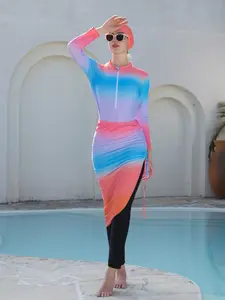 2026 New Muslim Ramadan Long Sleeve Long Pants Set, Women's Conservative Middle Eastern Baju Swimsuit, Summer Beach Vacation Style