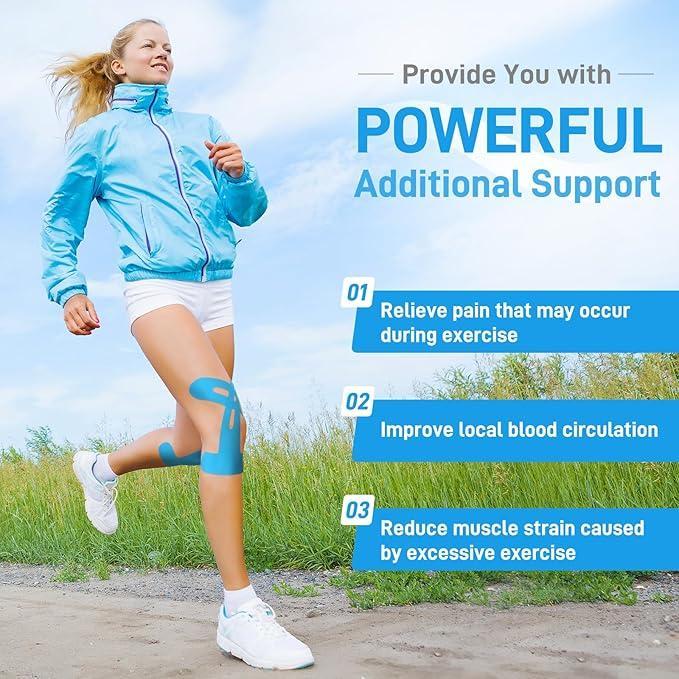 Precut Kinesiology Tape for Knees – Waterproof & Elastic Athletic Tape for Knee Support, Stability & Pain Relief | Breathable, Hypoallergenic & Latex-Free | Ideal for Basketball, Running & Training