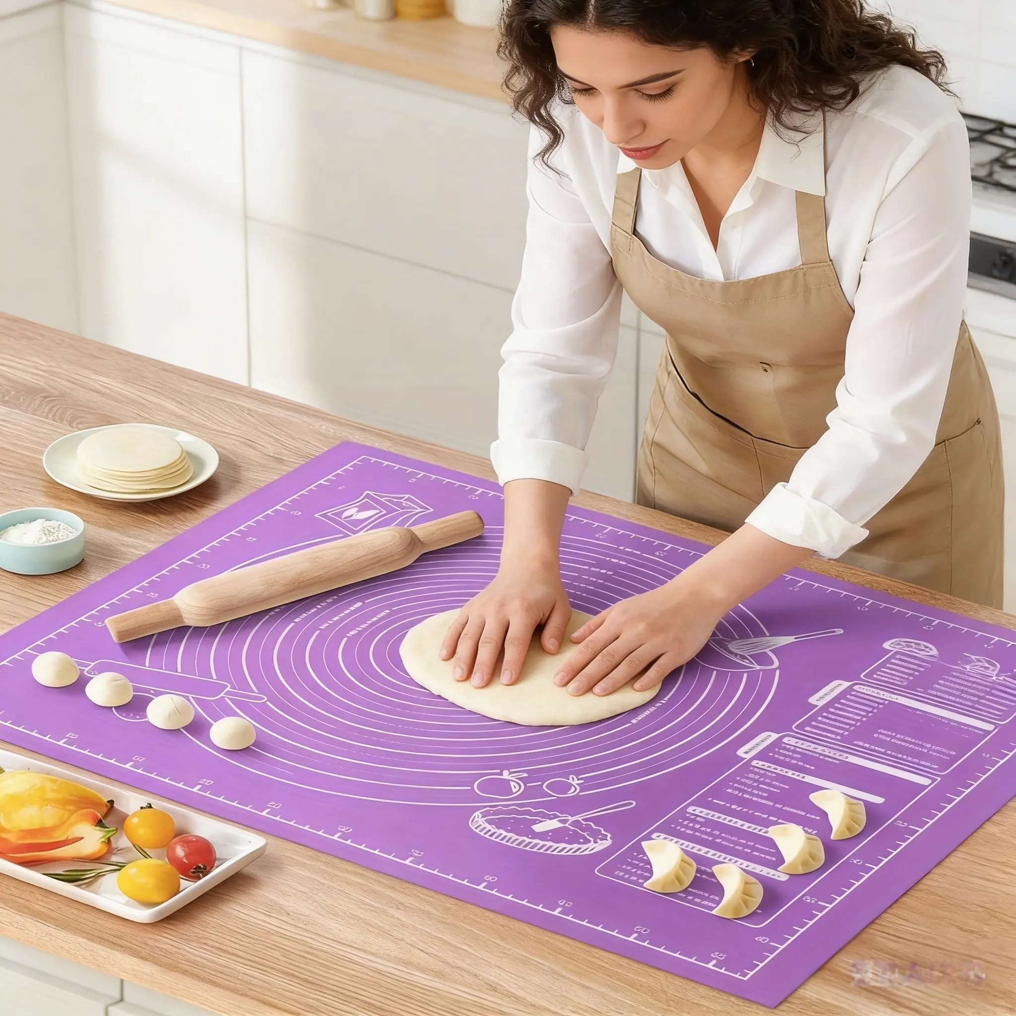 1 piece, Multi-functional Non-Stick Pastry Mat, Dough-Rolling Mat, Baking Utensils, Baking Supplies, Cutting Board Mat with Measurement Markings, for baking and rolling dough, Ideal for pies, cookies, and more, kitchen gadget for holidays including Hallo