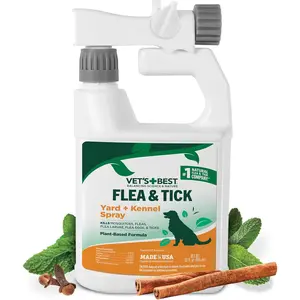 Flea and Tick Yard and Kennel Spray - kills Mosquitoes with Certified Natural Oils - Plant Safe with Ready-to-Use Hose Attachment - 32 oz