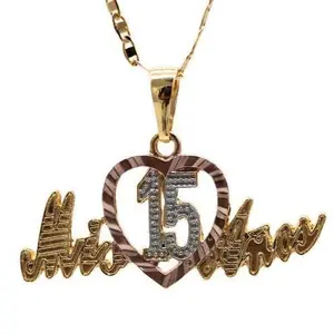 Quinceanera Pendant with Necklace (24K Gold Filled)