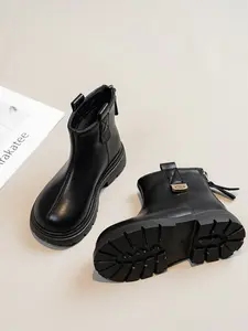 Girls' Chelsea Boots 2026 Fall Winter New Style, British Boots for Kids, Soft Sole Comfortable PU Leather, Casual Above Ankle Boots