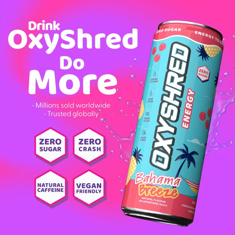 EHPlabs OxyShred Energy Drink 12 Pack 355ml Sugar Free Sport Beverage with Acetyl L-Carnitine Guarana & Green Tea Extract for Energy Boost Sports Gym Workout Training Study Work Men Women Health Fitness Supplement Flavor | New Year New Me |