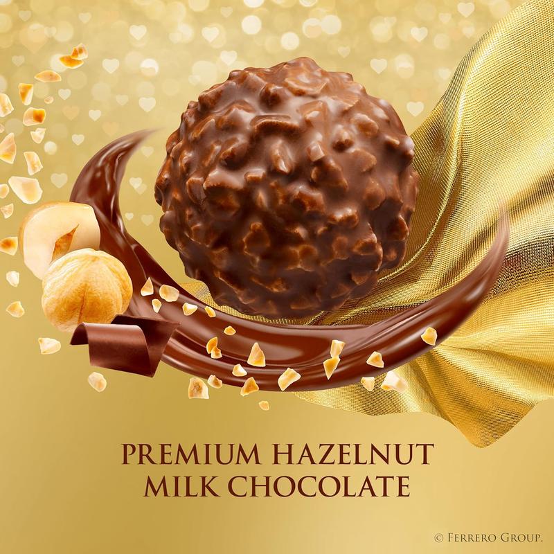 Ferrero Rocher Fine Hazelnut Milk Chocolate, Individually Wrapped Chocolate Gift Box, 12 Count, 5.3 oz