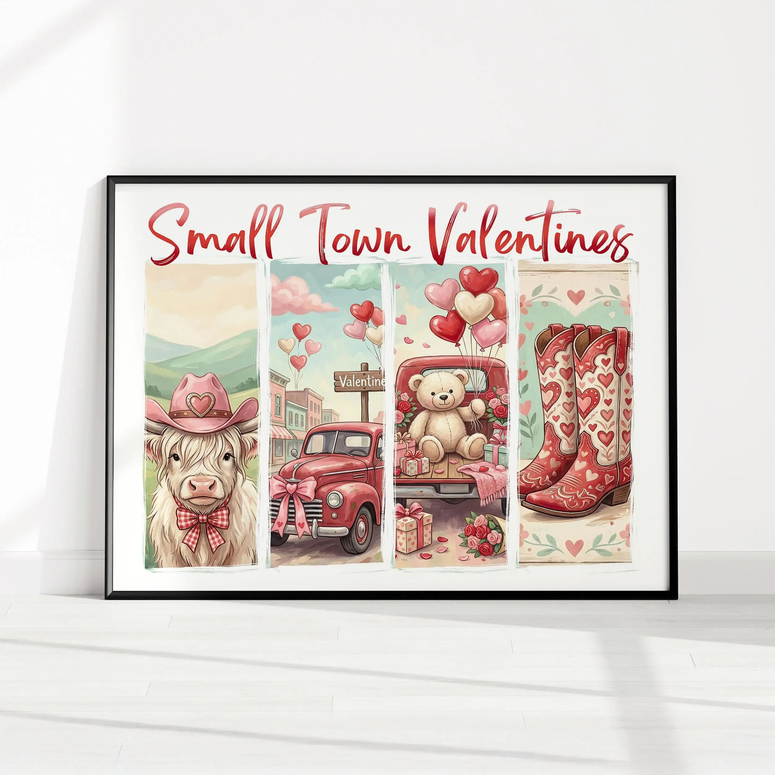 [SALE UP TO 40%] [Unframed] Small Town Valentines Poster - Cute Valentine Wall Art Print