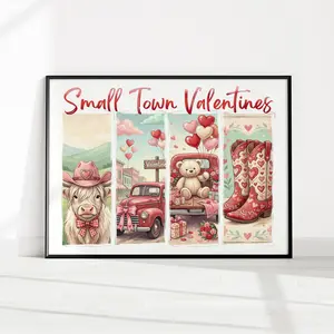 [SALE UP TO 40%] [Unframed] Small Town Valentines Poster - Cute Valentine Wall Art Print