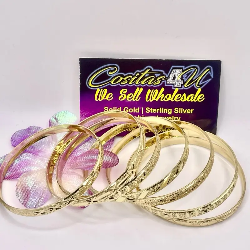 Bangle Ladies Bangles Bracelet Yellow Gold Filled 7 Bangle Oro laminado semanario pulseras