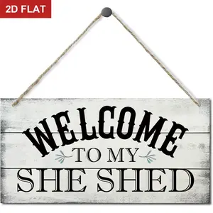 Welcome To My She Shed Decor Sign, Printed Wood Wall Art Sign, Funny Bar Signs for She Shed Room Decor, Hanging Wood Sign Home Decorative, Rustic Farmhouse Design Welcome Wood Sign Decor Wall Art, Wooden Decor 11.8x5.9 In