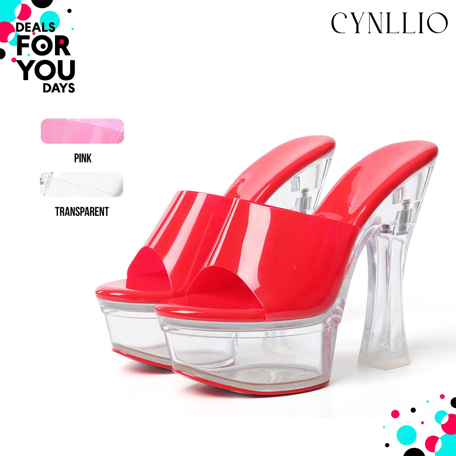 CYNLLIO Womens Y2K Heeled Sandals Clear Platform High Heels Open Rounded Toe Fashionable Wedding Party Outing Clubbing Comfy Slip On Comfortable Summer Pleasers Transparent Heels Deals For You Days