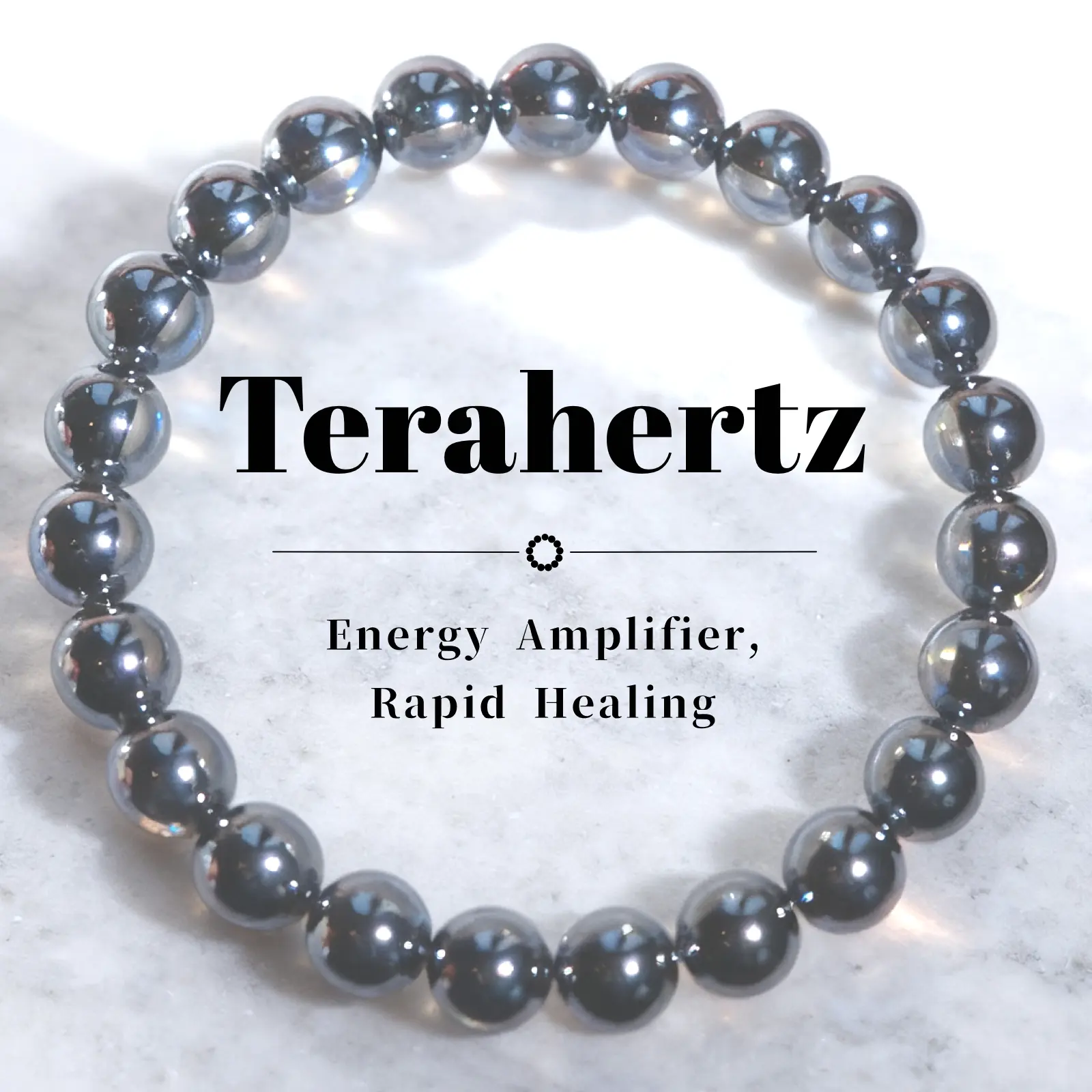 Terahertz Stone Beaded Bracelet, Unisex Crystals and Healing Stones for Stress Relief, Focus, Vitality